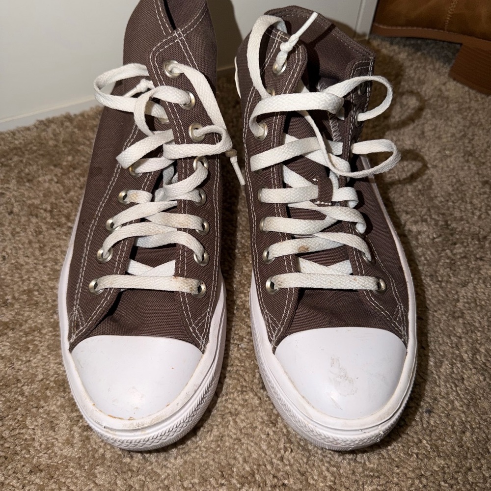 Brown Canvas High-Top Sneakers